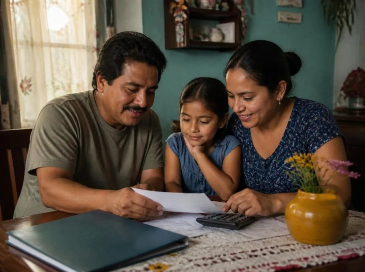 Familia revisando en su mesa los documentos para sumar su Infonavit con un crédito bancario